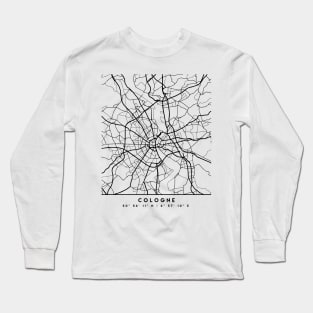 COLOGNE GERMANY BLACK CITY STREET MAP ART Long Sleeve T-Shirt